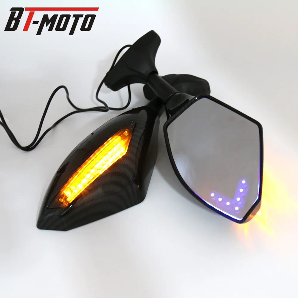 Зеркало заднего вида мотоциклетное со светодиодной подсветкой 1 пара|Боковые