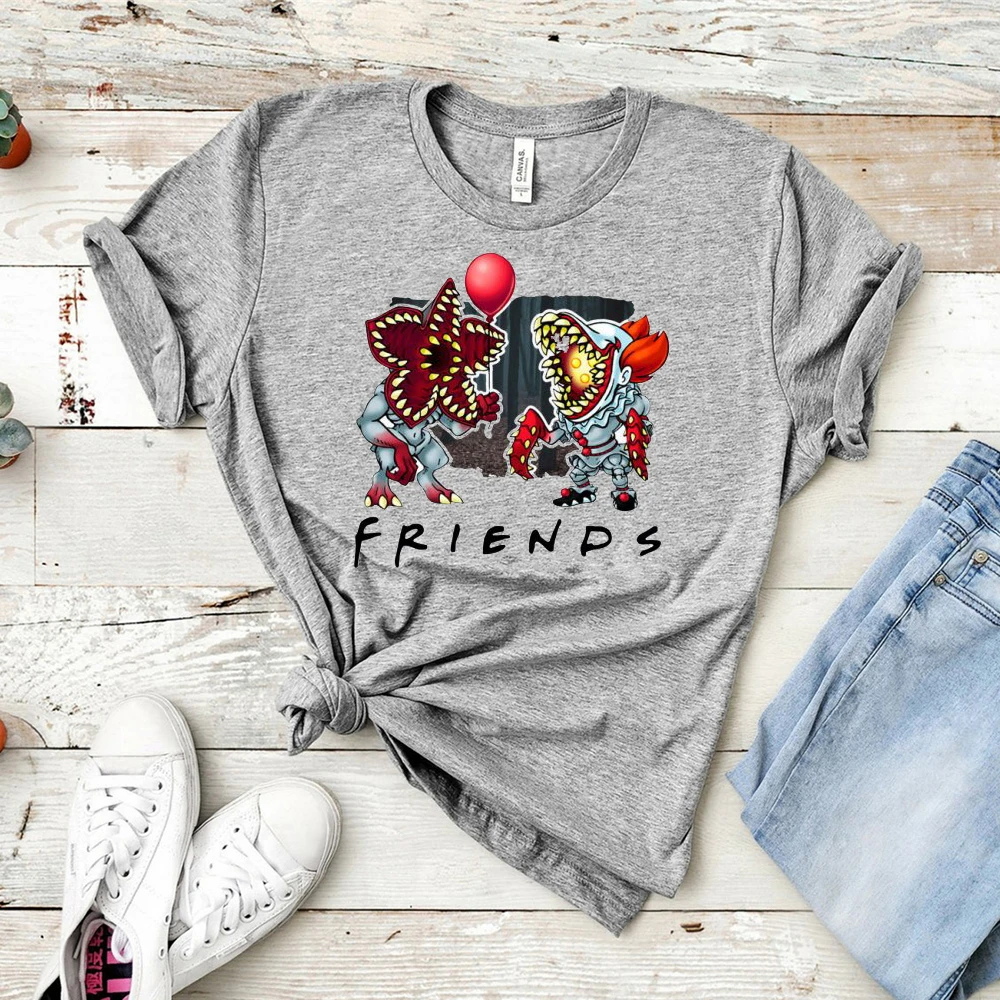 Друзья ТВ шоу странные вещи Demogorgon Pennywise It рубашка модная игровая футболка пара