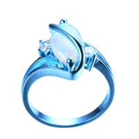 2021 new women rings blue crystal fine simple jewelry wedding engagement bands anniversary gift for girl rings