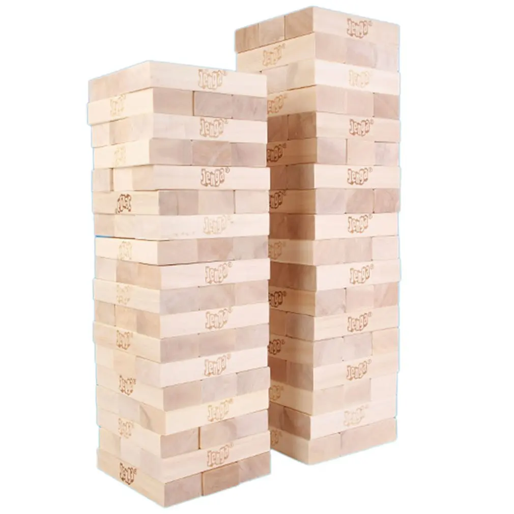 

54 Pcs Wooden Blocks Stacking Board Game Tumbling Timber Tower Building Blocks Toy Kids Game Toppling Games