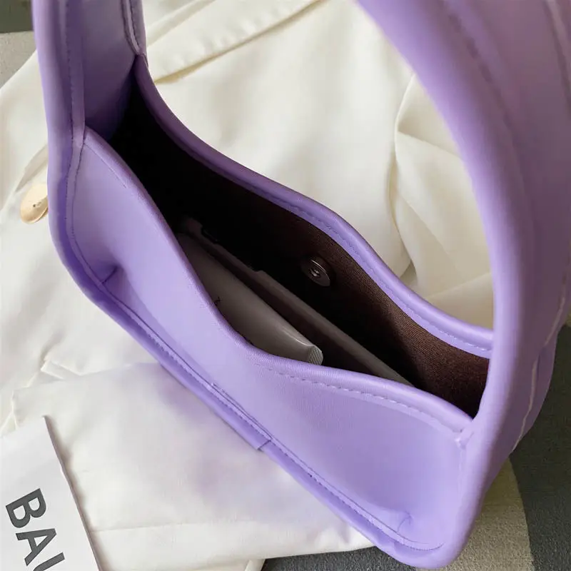 

Simple Solid Color Women Small Armpit Bags Vintage Girls Evening Clutch Purse Fashion PU Leather Ladies Handbags Mini Hobos Tote
