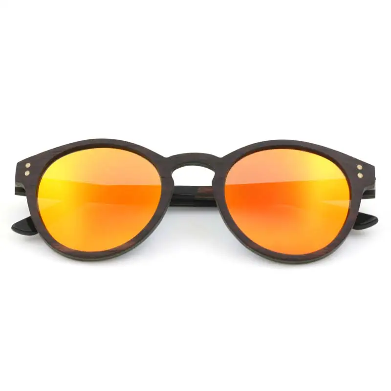 orange lens BerWer роскошные деревянные солнцезащитные очки поляризационные деревянные брендовые дизайнерские Круглые Солнцезащитные очки для женщин солнцезащитные очки - Lenses Color: orange lens