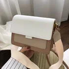 Кожаные дамские сумочки через плечо, модный простой дорожный саквояж контрастных цветов, женская сумка на ремне, 2021