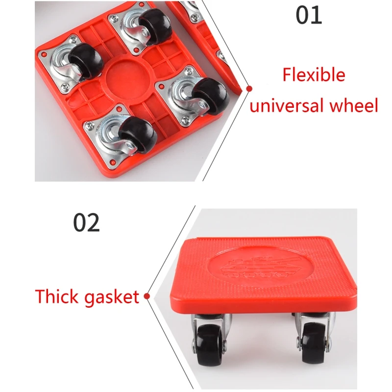 

360 Degree Furniture Mover Tools Transport Lifter Heavy Stuffs Moving 4 Wheeled G88B