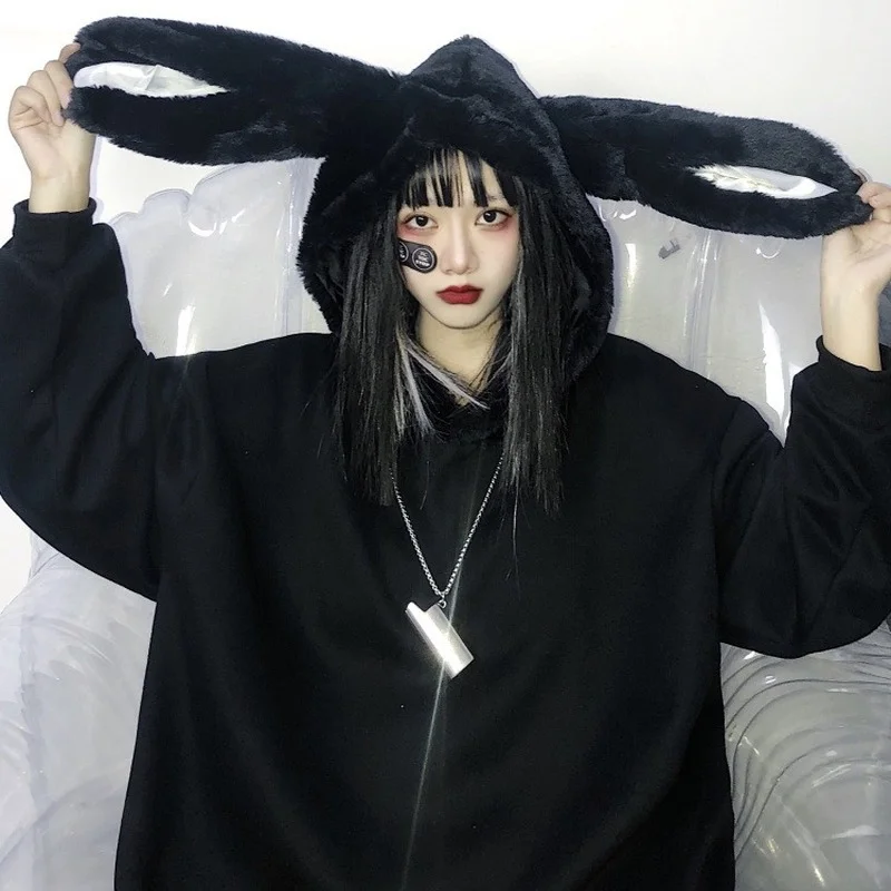

Gothic Clothes Oversized Hoodie Longsleeve Zip Hoodie Harajuku Bunny Hoodie Black Zip Up Hoodie Fall Clothes for Women Hoodies