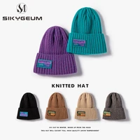 sikygeum new women beanie hat plain knitted hat women winter warm cap unisex beanies hats fashion hip hop snow cap