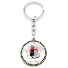 TAFREE Рождественский Кот узор стеклянная подвеска круглые ювелирные изделия стеклянный драгоценный камень Модный кабошон брелок металлический брелок