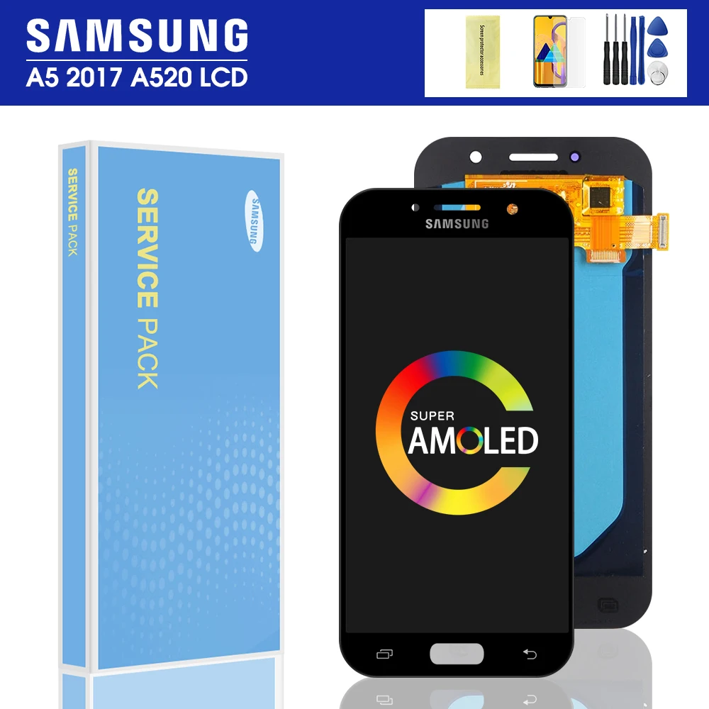 

Оригинальный жк-дисплей Super AMOLED 5,2 дюйма для SAMSUNG Galaxy A5 2017 A520 A520F, зеркальный жк-дисплей, сенсорный экран, дигитайзер в сборе, протестирован