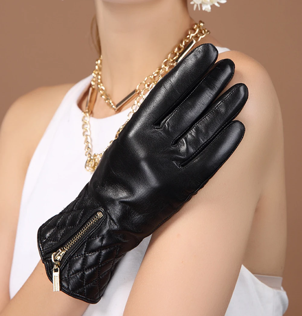 

Women Genuine Sheepskin Leather Gloves Touch Screen Glove Winter Warm Elegant Mittens S2112