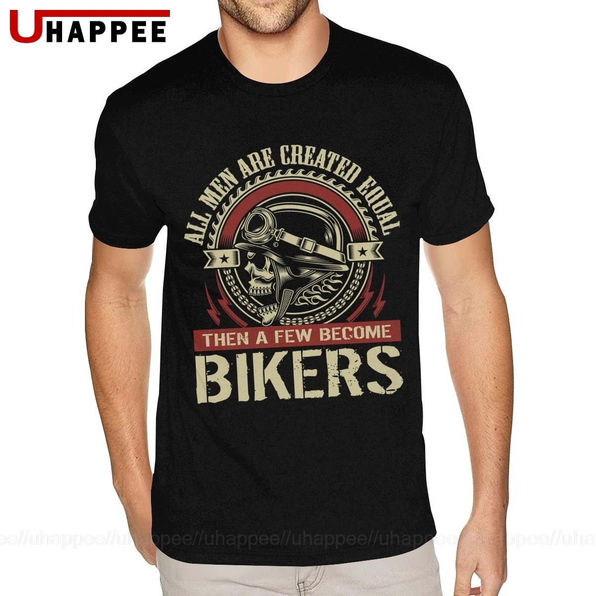 

Custom All Men Are Created Equal Then A Few Become Bikers T-Shirt for Men 3-6XL Short Sleeved Yellow O Neck Tee Shirts