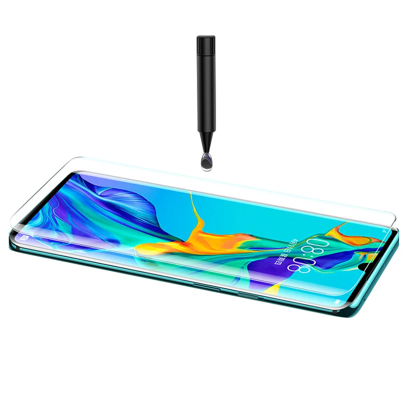 BoeYink UV Tempered Glass For Huawei P30 P20 Pro Lite 100D Full Liquid Glue Screen Protector Mate 20 30 | Мобильные телефоны и