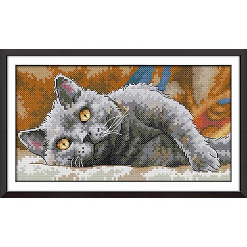 Joy Sunday counting cross-stitch cat black series DIY handmade needlework set embroidery needle kit | Дом и сад