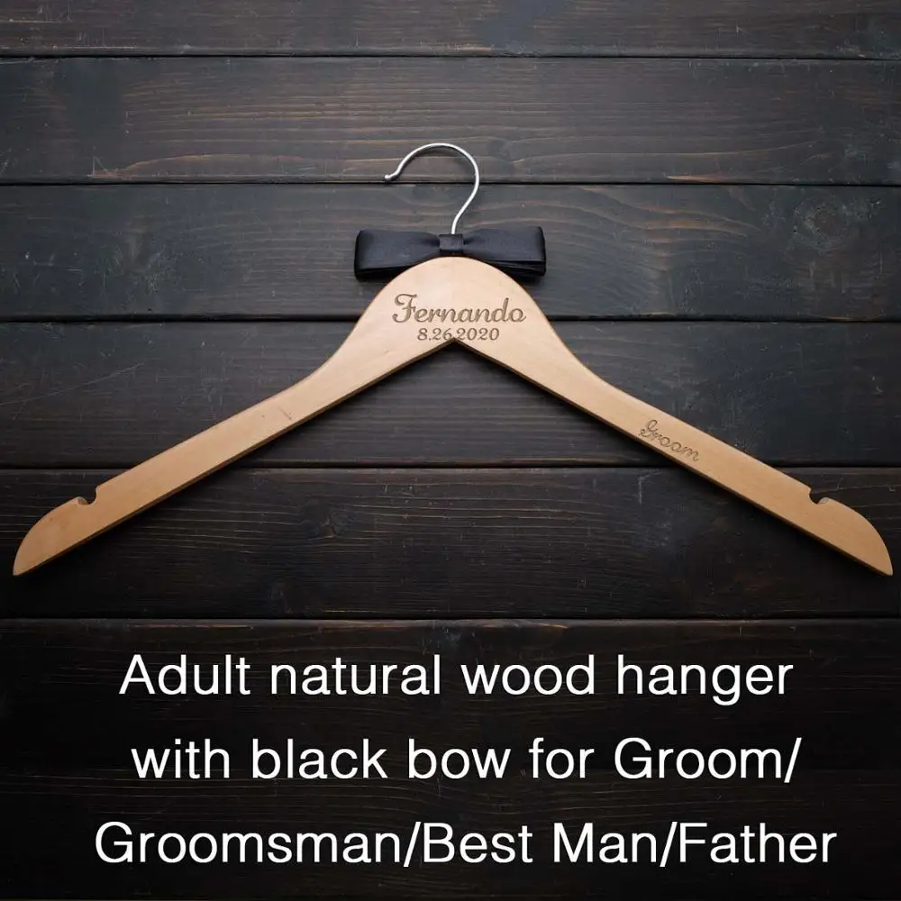 Adults wood hanger Персонализированные Свадебные вешалки, гравировка имя деревянная вешалка, невесты, подружки невесты, цветок Девушки вешалка с розовой лентой, свадебные подарки - Цвет: Adults wood hanger