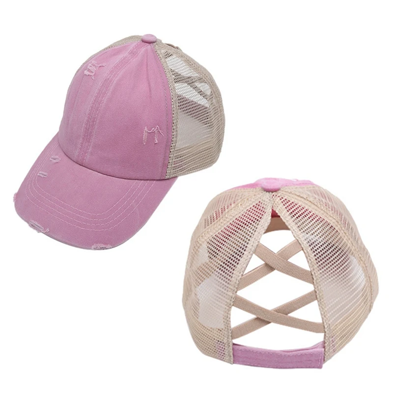 2020 Ponytail Baseball Cap Messy Bun Hats For Women Washed Cotton Snapback Caps Casual Summer Sun Visor Outdoor Hat