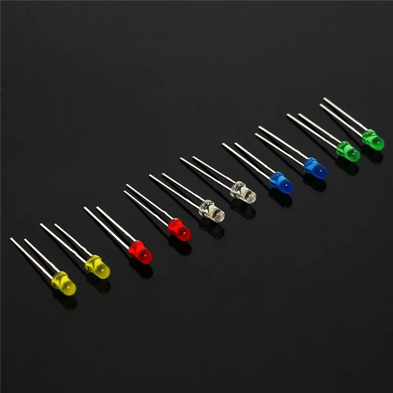 400pcs/Lot 3MM Led Kit With Box Mixed Color Red Green Yellow Blue White Light Emitting Diode Assortment 20PCS Each | Лампы и освещение