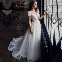 vintage layered tulle wedding dress short sleeve applique boho vestido de casamento tanya organza wedding bridal dress plus size