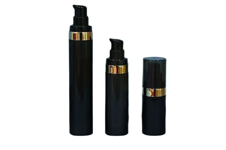 Черная пластиковая безвоздушная бутылка 50 мл для