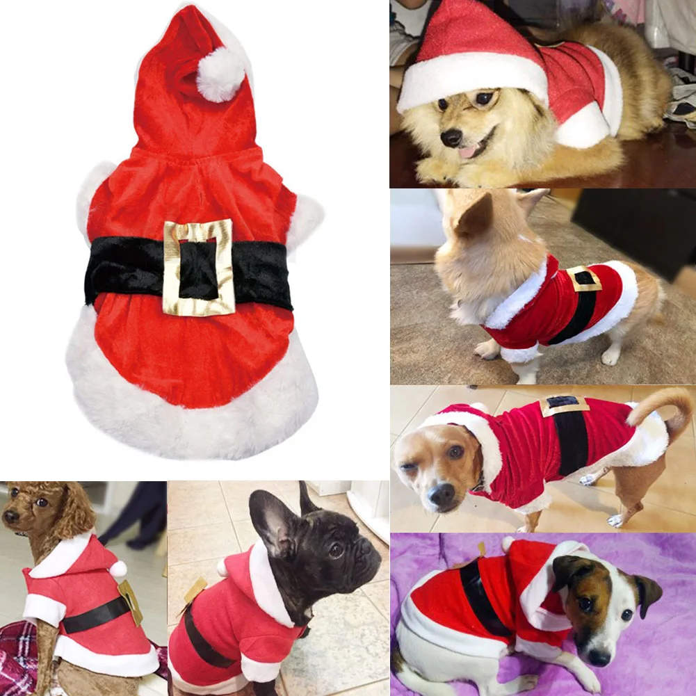 

Pet Christmas Costumes Santa Dog Clothes for Small Dogs Puppy Hoodies