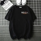 Футболка мужская с японским аниме принтом, хлопок, с логотипом атака на Титанов, Повседневная креативная смешная свободная одежда в стиле Харадзюку