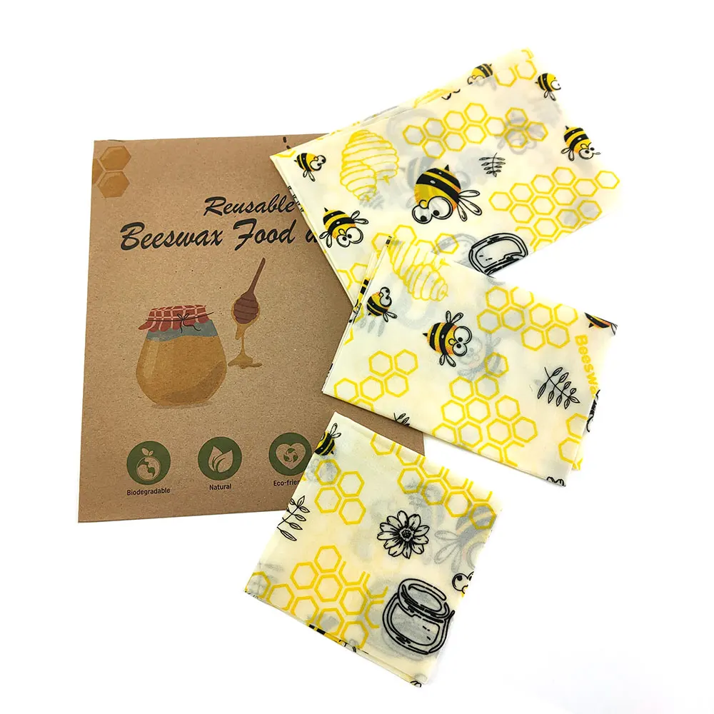 

Zero Waste Beeswax Wrap Eco-Friendly Sustainable Organic Reusable Fresh-Keeping Food Wraps Foods Packaging for Sandwich