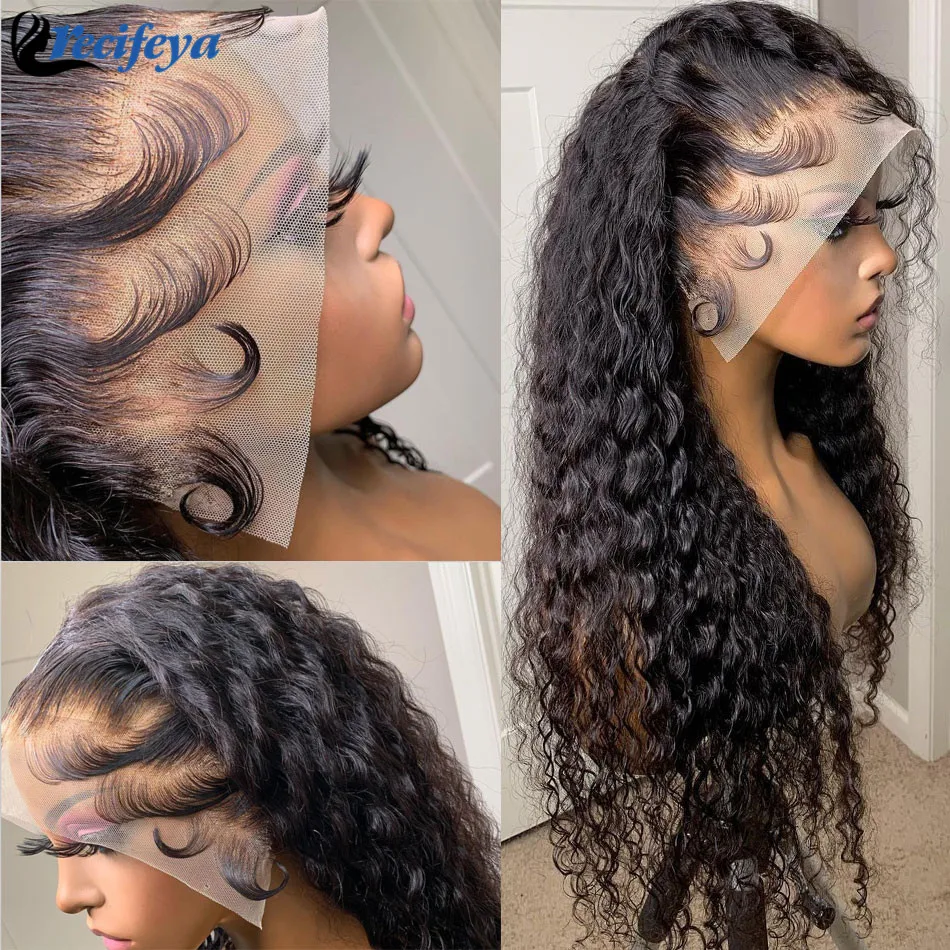 Transparent Water Wave Lace Frontal Wig Malaysian Water Wave HD 5X5 Lace Closure Wig Recifeya Remy Curly Human Hair Lace Wigs