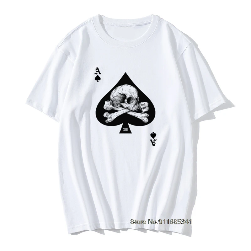 

Футболка с принтом Ace of Spades 2021, Мужская футболка с черепом, футболка с покерной картой, милые топы в стиле хип-хоп, винтажные Ретро футболки, х...