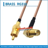 1x pcs rca male to rpsma rp sma rp sma female right angle 90 degree washer nut plug pigtail jumper rg316 extend cable copper