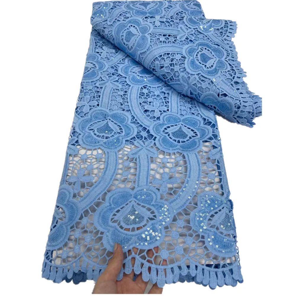 

2021 Latest Nigerian Sequins Laces Fabrics High Quality African Laces Fabric Wedding Dress French Lace Material 5 yards JY-135