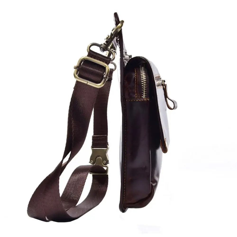 Мужская кожаная сумка через плечо Повседневная поясная дорожная для езды на