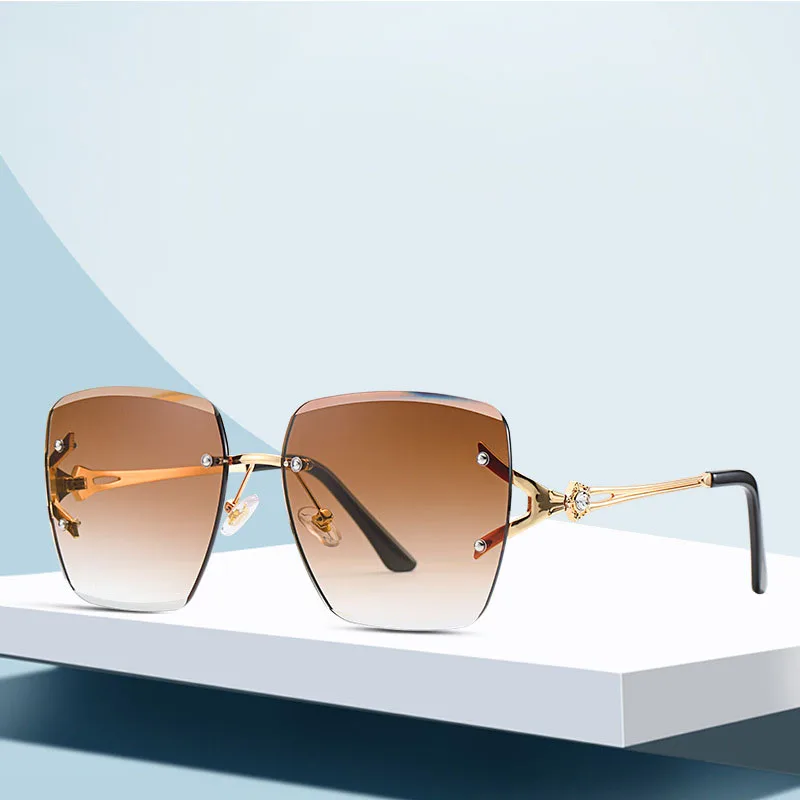 Роскошные женские солнцезащитные очки без оправы 2020 фирменный дизайн винтажные