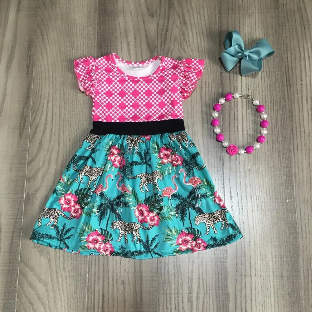 baby girls summer cotton floral dress children flamingo leopard kids classic garden with accessories | Детская одежда и обувь