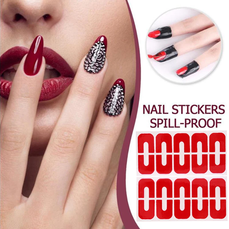 10Pcs/Sheet Nail Polish Varnish Protector Stickers Holder Tool Creative U-shape Spill-proof Durable Manicure Finger Cover | Красота и