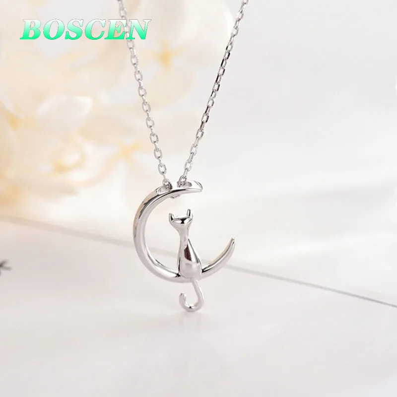 BOSCEN 925 пробы Серебряное ожерелье с подвеской для женщин маленькая девочка