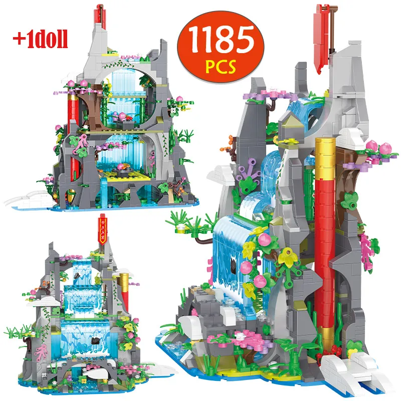 

1185Pcs City Classic Famous Architecture Building Blocks Waterfall Rockery Monkey Palace Movie Figures Bricks Toys For Kid Gifts