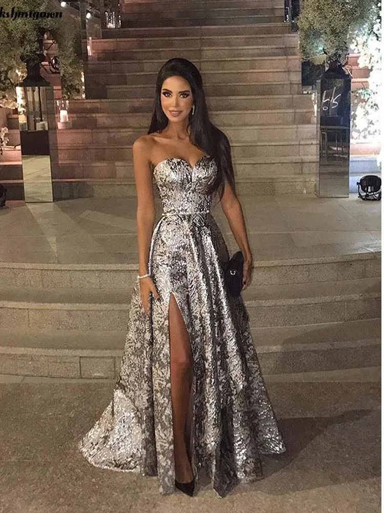 picture color Lakshmigown модное ТРАПЕЦИЕВИДНОЕ вечернее платье с блестками милое сердце с открытой спиной сексуальное вечернее платье длинное suknia wieczorowa - Цвет: picture color