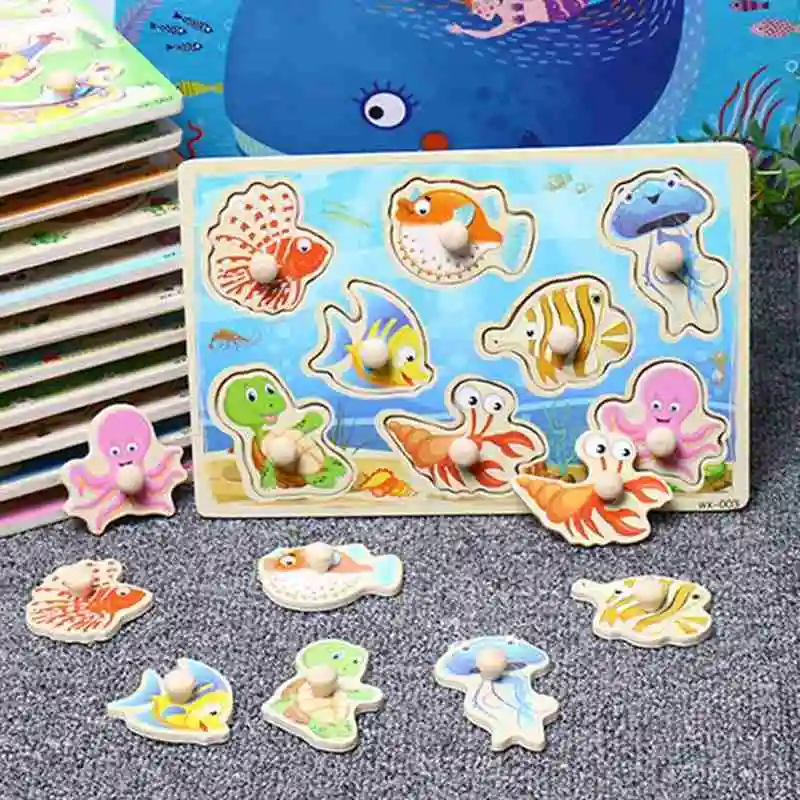

Brain Game Puzzles Toys Kids Educational Wooden Toy Puzzle Learning Jigsaw 2020 Toys Wood Board Funny Numbers Animals Baby X5J1
