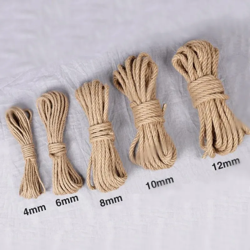 Фото Шнурок из натуральной пеньковой джутовый шнур-шпагат 4-12 мм веревка Ткани в стиле
