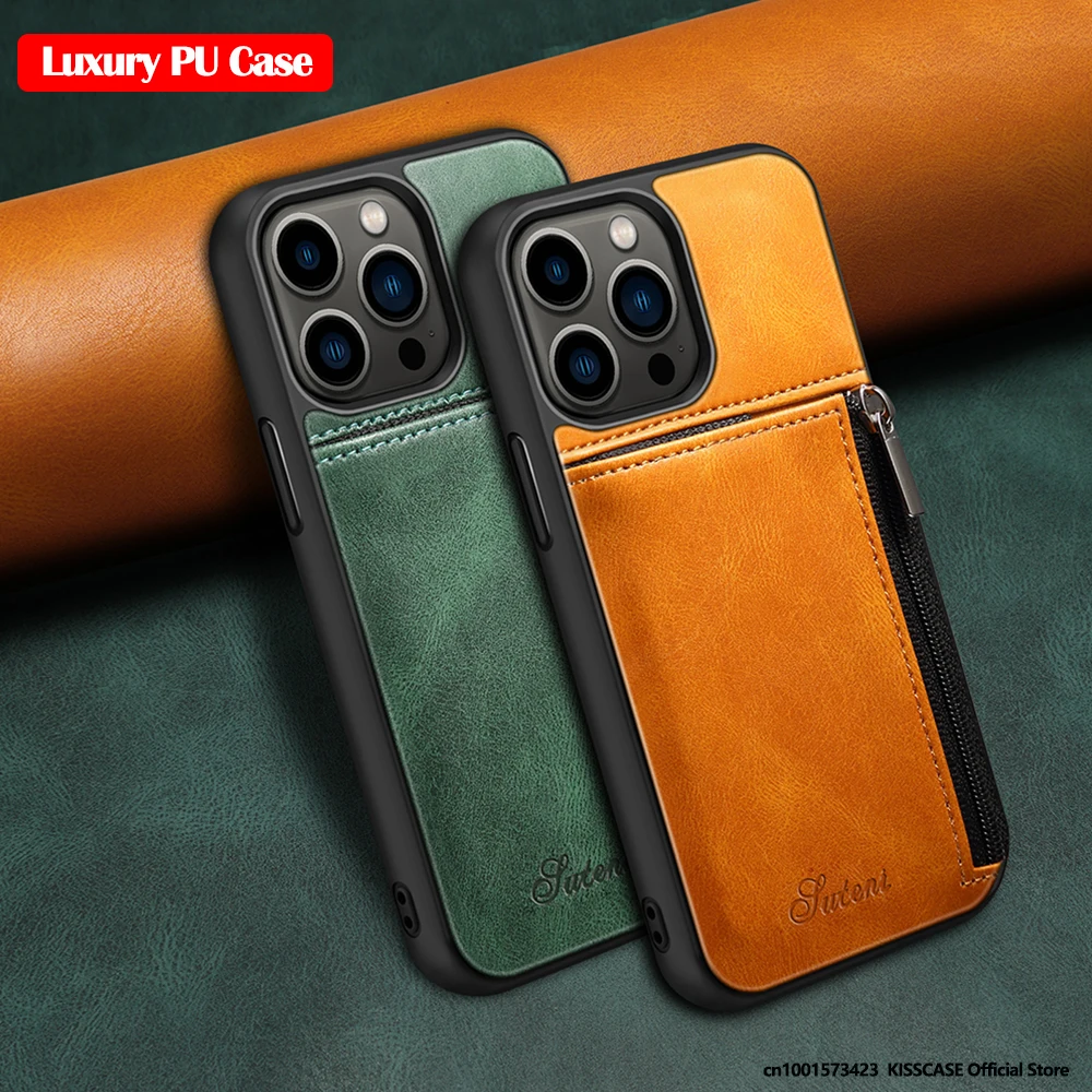 

Luxury PU Case For iPhone 13 12 Pro Max Protective Cover For iPhone 12 13 Pro Max Non-Slip Shockproof Cases With Card Pocket