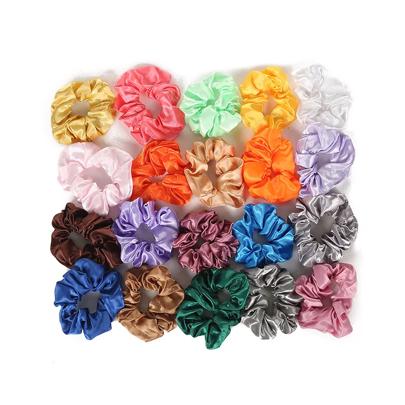 

(40 pieces/lot) Solid Satin Hair Scrunchies Elastic Hair Bands Pure Color Sports Hair Accessories
