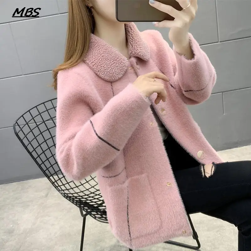 2021 Fashion Women Winter Imitation Mink Velvet Coat Cardigan Lady Loose Plus Size Artificial Fur Coat Female Casual Warm Jacket