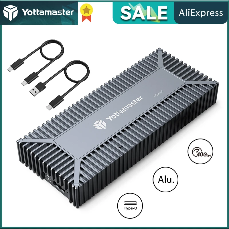 Yottamaster SO3-C4 USB4.0 M.2 NVMe корпус 40 Гбит/с совместимый с Type C Thunderbolt 3/4 до 2700 МБ/с.-для 2280 NVMe SSD - изображение