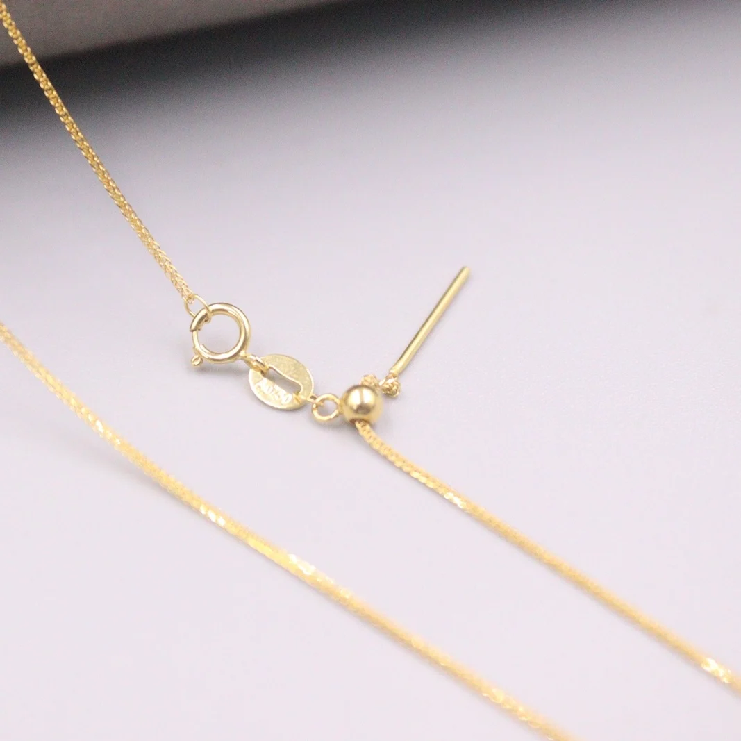 comprar Au750 Real 18k Amarelo Ouro Corrente Neckalce Para Feminino 0.9mm Fino Trigo Corrente Ligação Gargantilha Colar De Ouro 1818gift L Presente