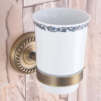 wall mounted antique brass bathroom toothbrush holder set bathroom accessory single ceramic cup mba266