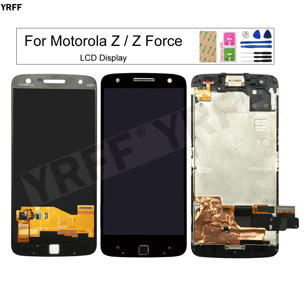 

For Moto Z XT1650 LCD Screens For Motorola Moto Z Force LCD Display With Frame Touch Screen Digitizer Glass Panel Assembly