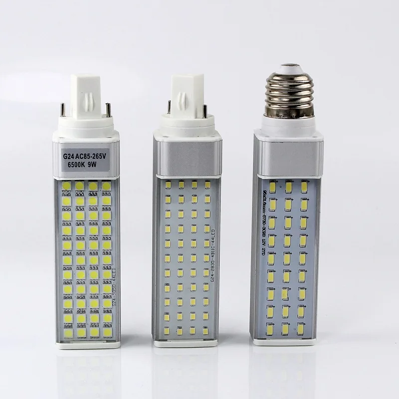 10 шт. E27 G24 Светодиодный светильник SMD 5050 2835 5 Вт 7 8 9 12 13 плоский Точечный AC85 265V для