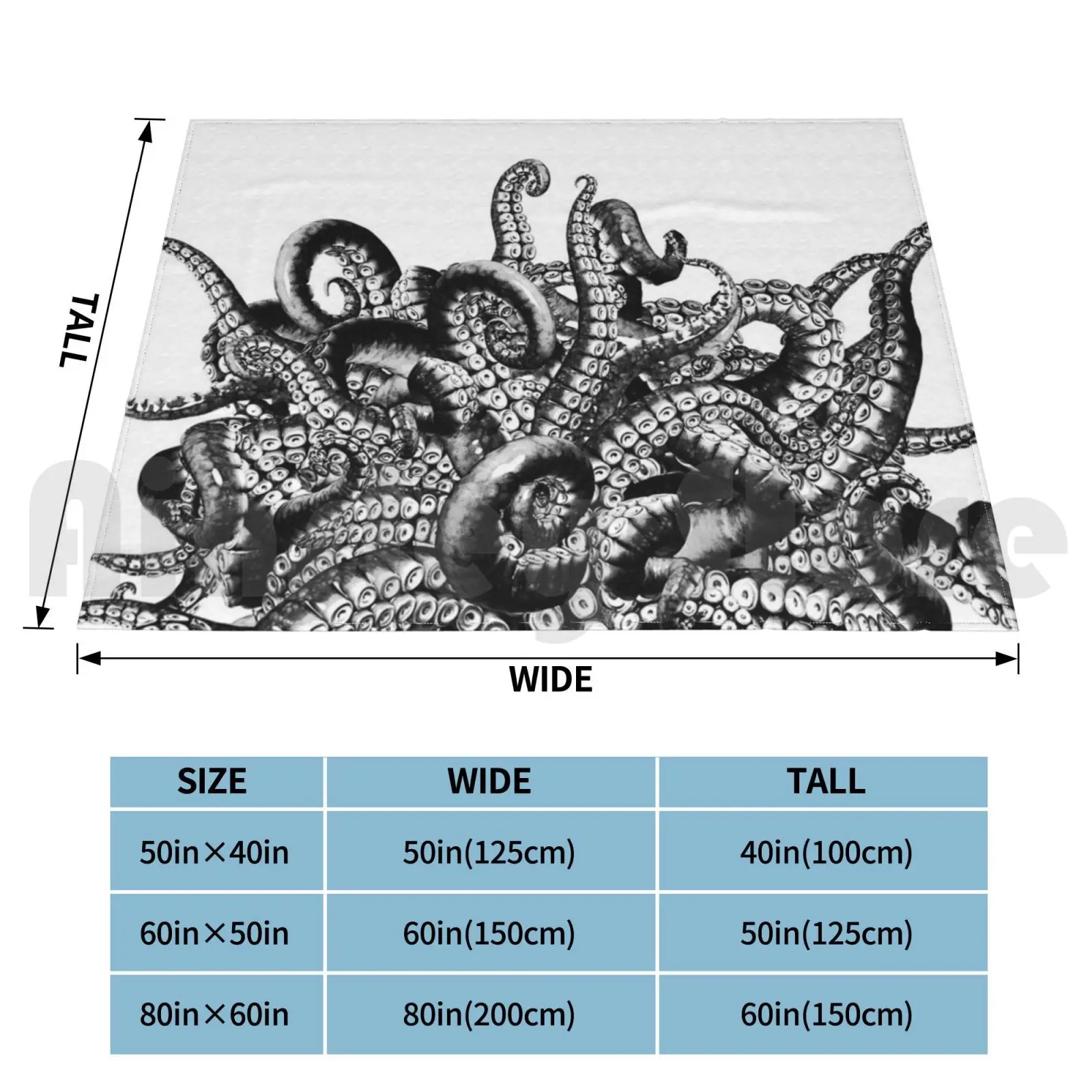 Присоски в чернилах ~ асимметричное одеяло для дивана кровати путешествий