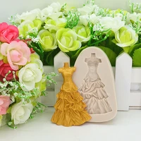 girl dress skirt resin silicone mold kitchen baking tool diy design cake pastry fondant moulds dessert chocolate lace decoration