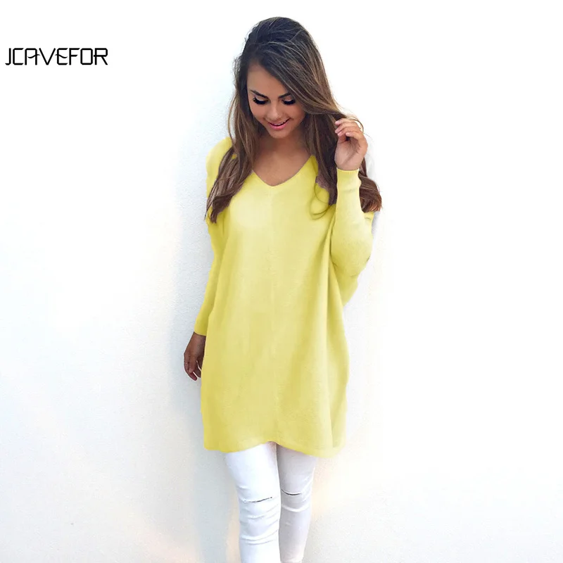 Женский вязаный свитер с V-образным вырезом длинным рукавом | Женская одежда