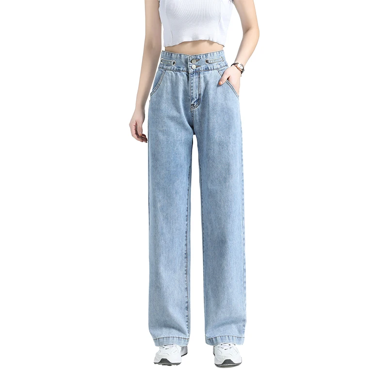 

Jeans for Girls Woman Pants High Waist Wide Leg Denim Clothing Streetwear Vintage Quality Harajuku Straight Pants