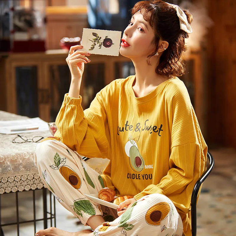 

Sexy V-neck Pajamas Simple Red Casual Nightwear Oversized Women Homewear Sleepwear Autumn Winter Warm Women Cotton Pajamas Set
